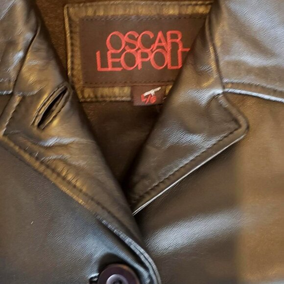 Black genuine leather coat large (medium) - Picture 3 of 10